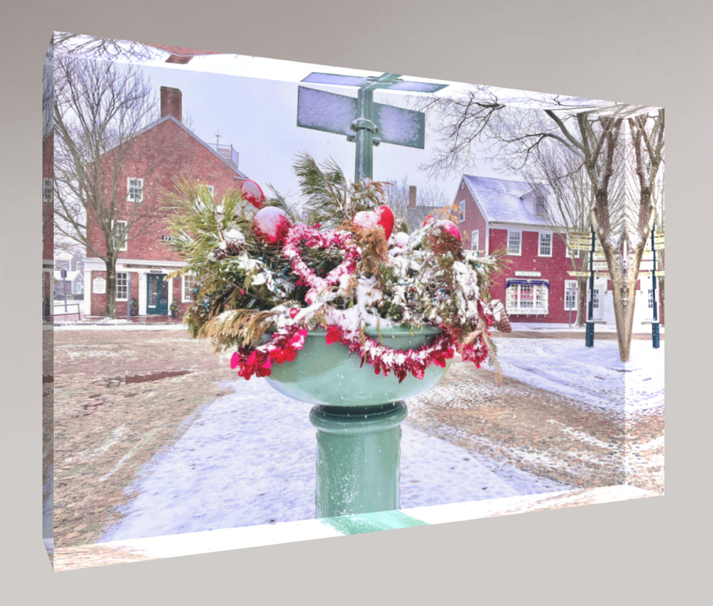 Snowy Main Street (3-D Acrylic Block)