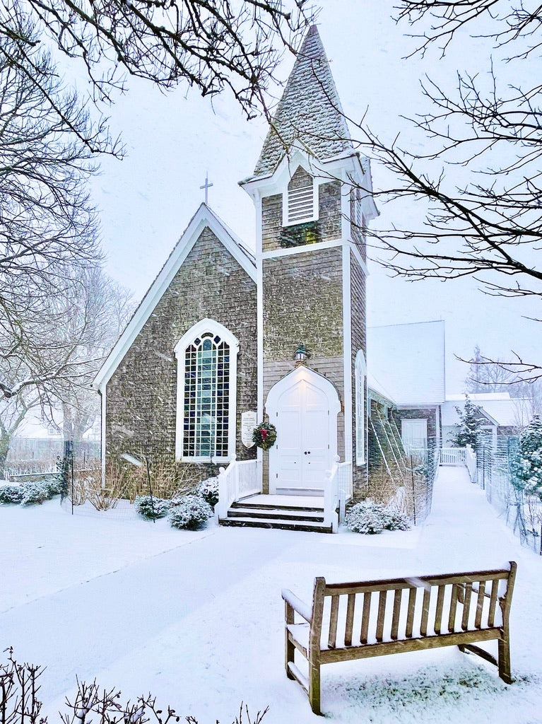 Snowy Sconset Chapel (3-D Acrylic Block)